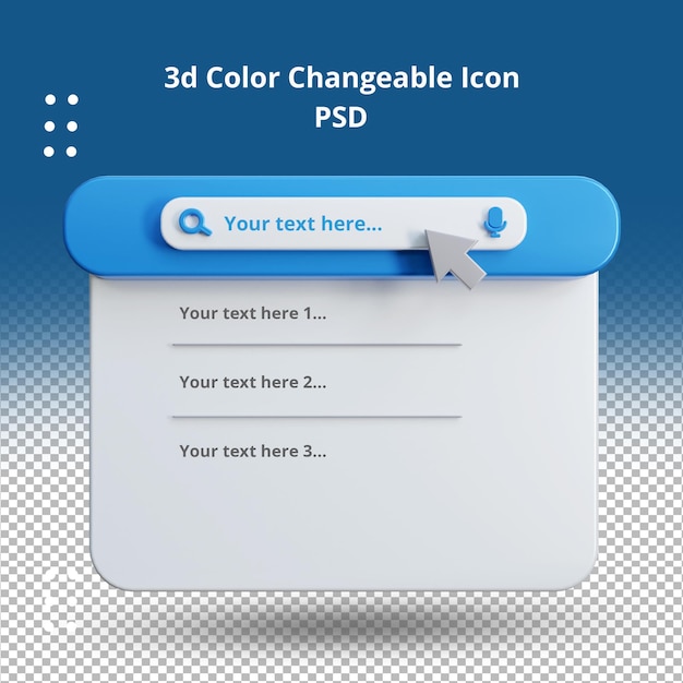 PSD modelo de barra de pesquisa suspensa 3d render
