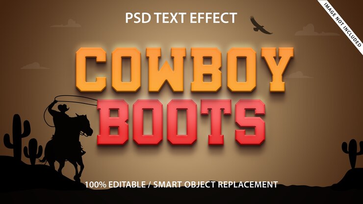 Modelo de Botas de Cowboy com Efeito de Texto