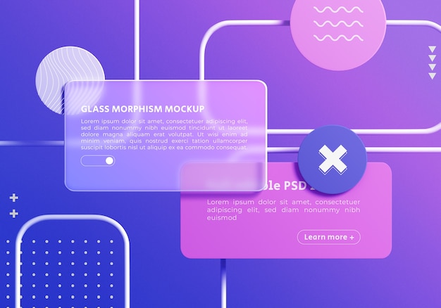 PSD modelo de botões de estilo glassmorphism