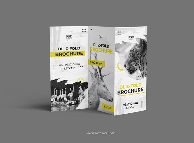 Modelo de brochura A4 Zfold personalizável para apresentar sua renderização 3D de design