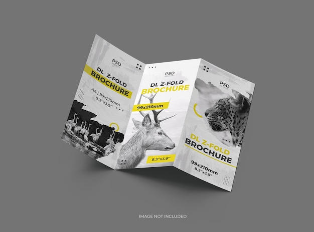 Modelo de brochura A4 Zfold personalizável para apresentar sua renderização 3D de design