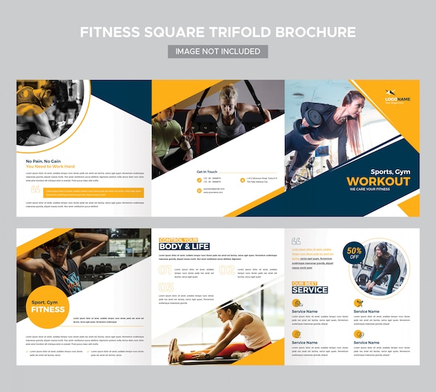 PSD modelo de brochura - fitness square com três dobras