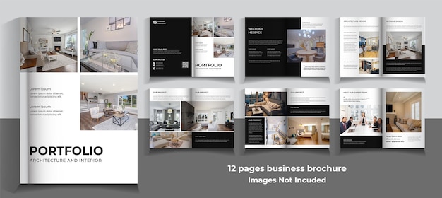 PSD modelo de brochura interior de 12 páginas design minimalista