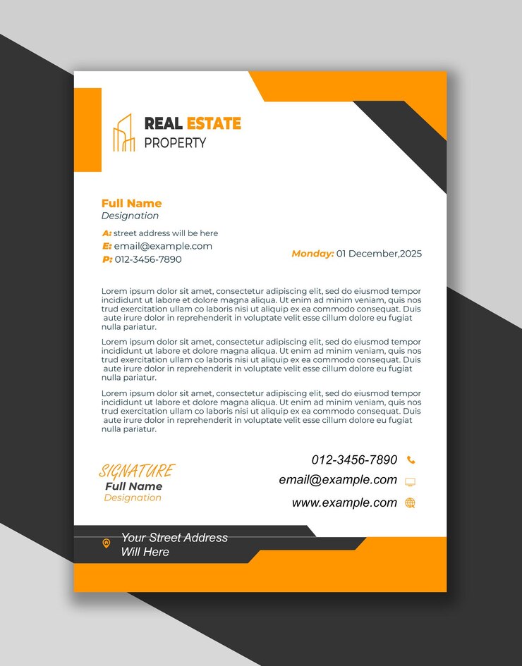 PSD modelo de cabeçalho de carta e projeto de modelo de cabeceiro de carta