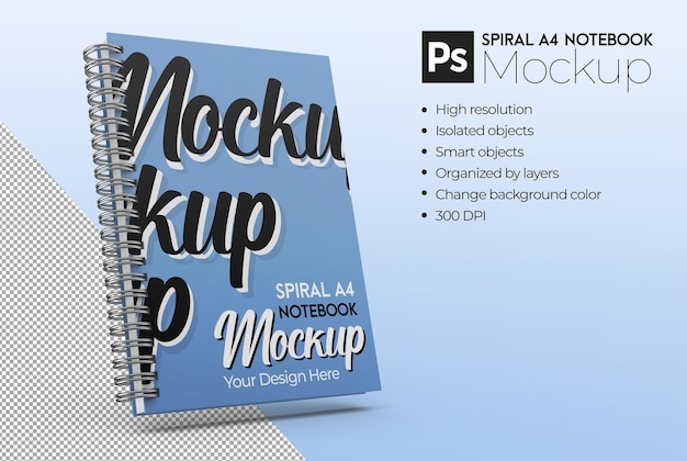 PSD modelo de caderno a4 espiral