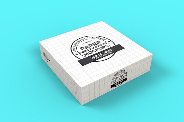 Modelo de caixa de comida de papel quadrado