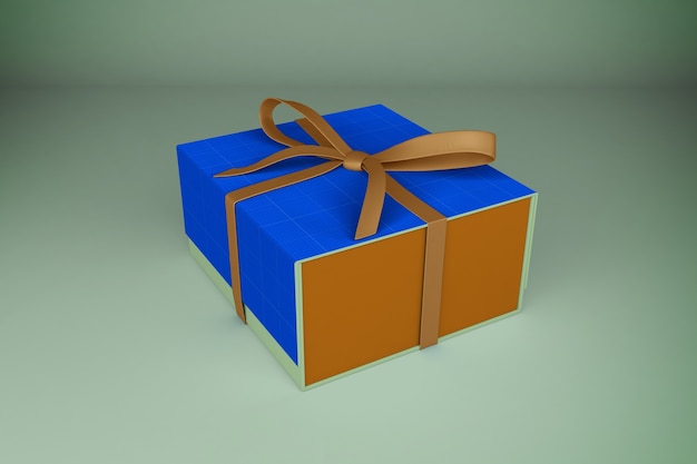 Modelo de caixa de presente dourado e azul