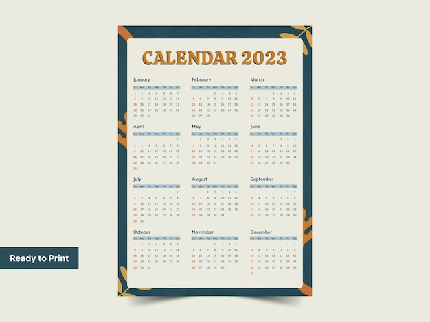 Modelo de calendário 2023