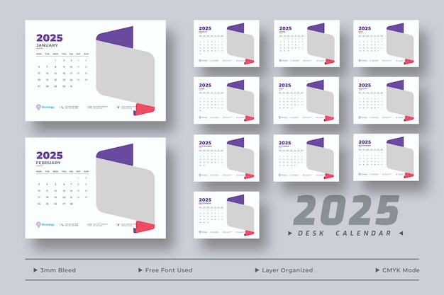 Modelo de calendário de escritório de 2025 Calendário de agenda de escritório corporativo de negócios de 2025 Modelo de planejador mensal