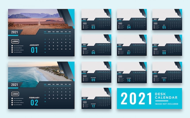 PSD modelo de calendário de mesa 2021