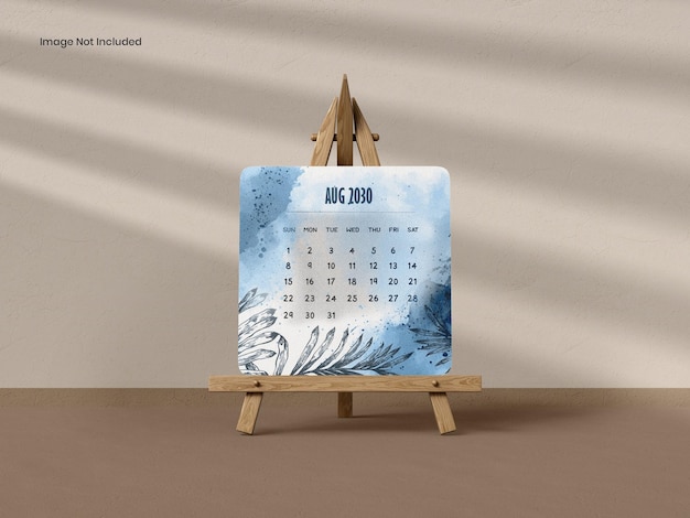 Modelo de calendário de mesa em um suporte de papelão Kraft