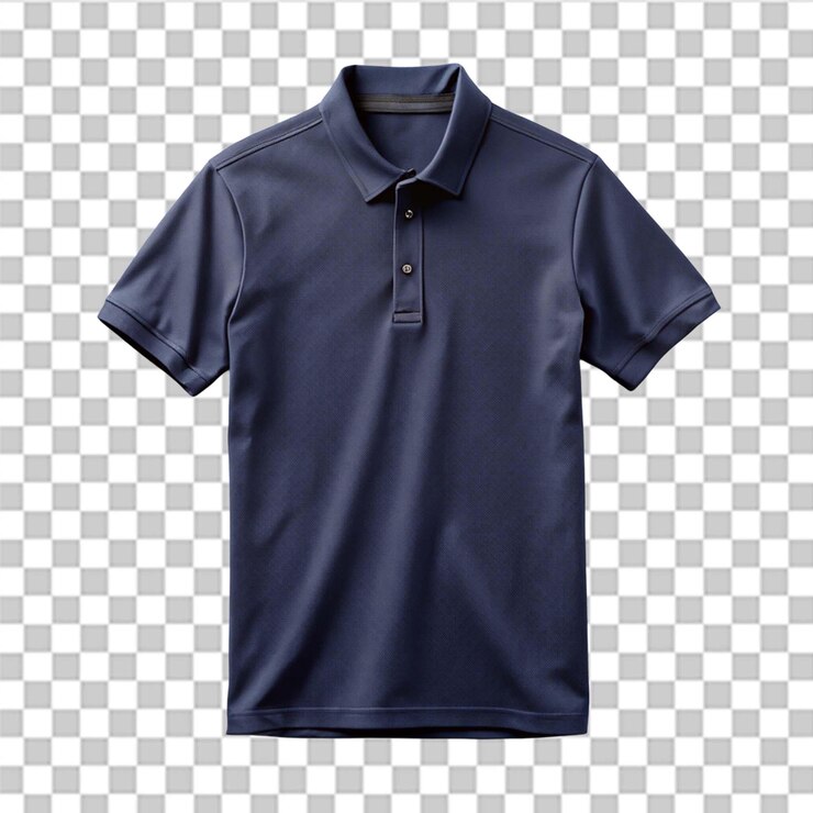 PSD modelo de camisa de polo azul marinho isolado em fundo transparente