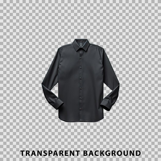 Modelo de camisa preta de mangas longas isolado em fundo transparente