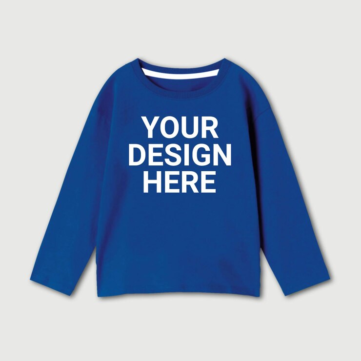 PSD modelo de camiseta azul para crianças