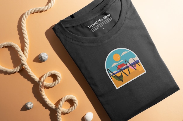 PSD modelo de camiseta de viagem plana