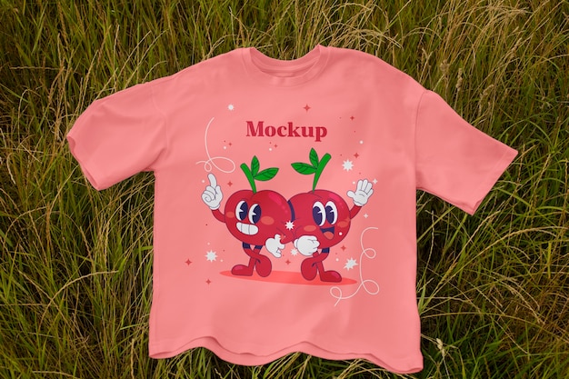 Modelo de camiseta na natureza