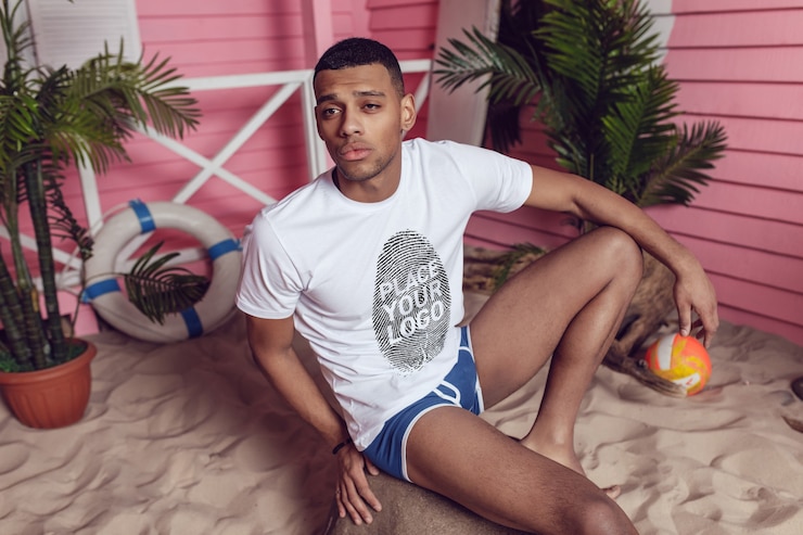 PSD modelo de camiseta para homem africano