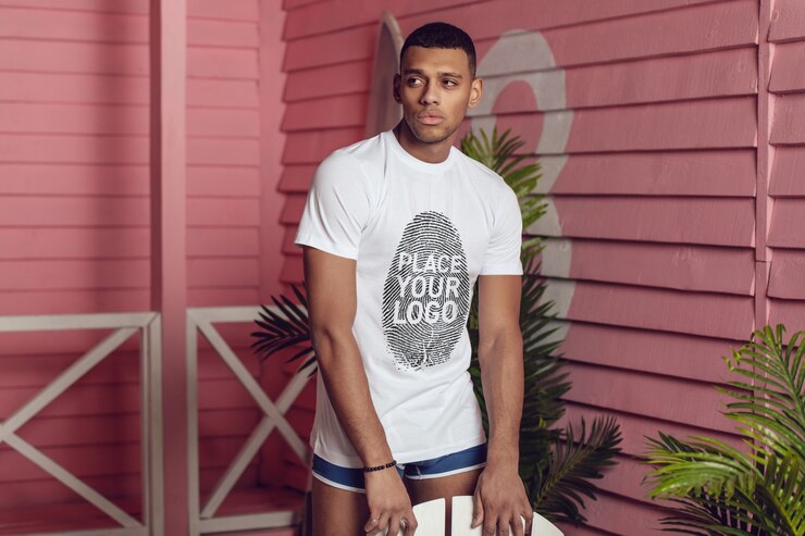 PSD modelo de camiseta para homem africano