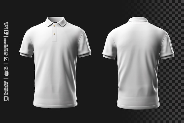 PSD modelo de camiseta polo frontal e traseira profissional para marca realista