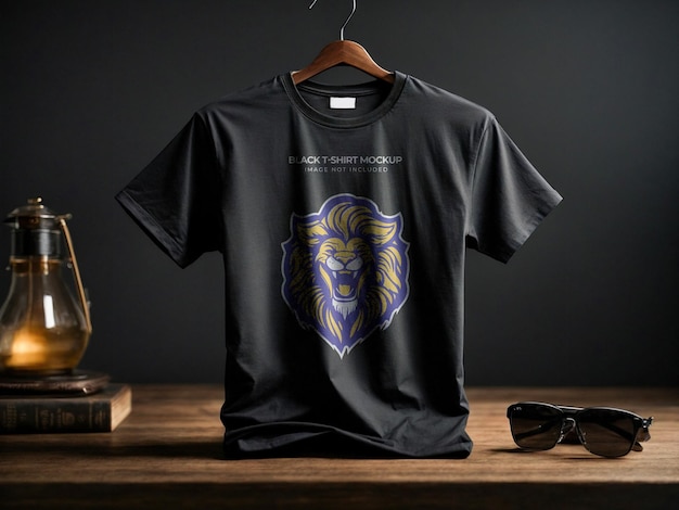 Modelo de camiseta preta formato PSD