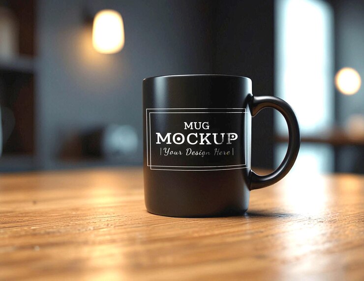 Modelo de caneca de café editável preta