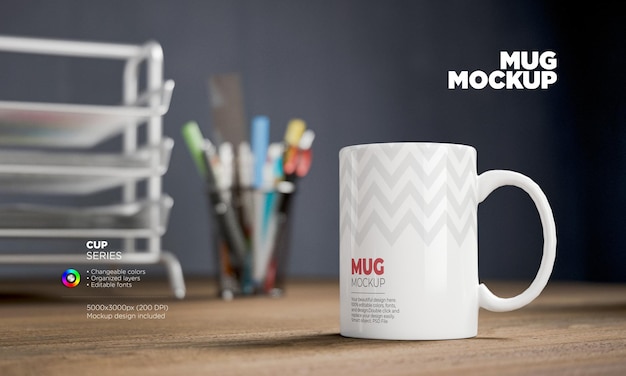 Modelo de caneca de café em renderização 3d