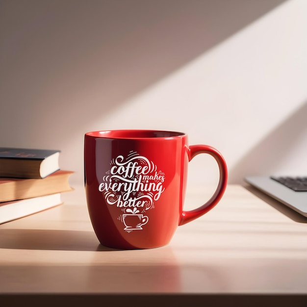 Modelo de caneca de café vermelha