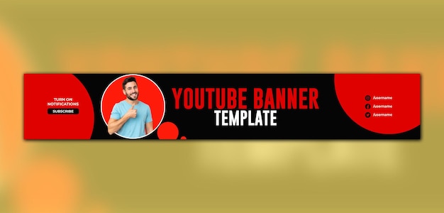 PSD modelo de capa de banner profissional do youtube para redes sociais