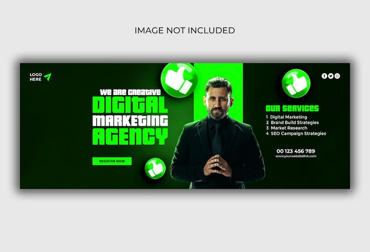 PSD modelo de capa de facebook de agência de marketing digital e corporativa