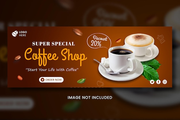 Modelo de capa de facebook de menu de café