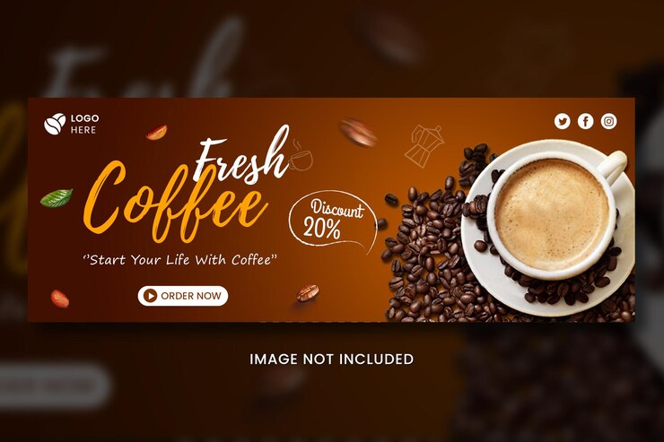 PSD modelo de capa de facebook de menu de café