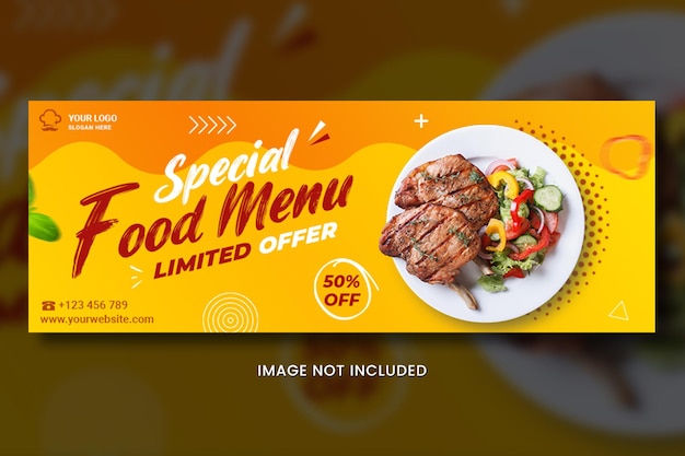 Modelo de capa de facebook de pizza de menu de comida