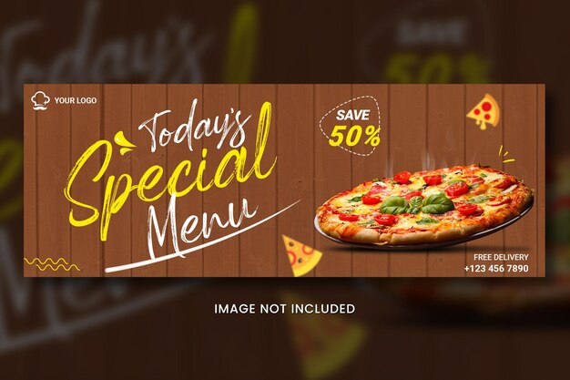 PSD modelo de capa de facebook de pizza de menu de comida