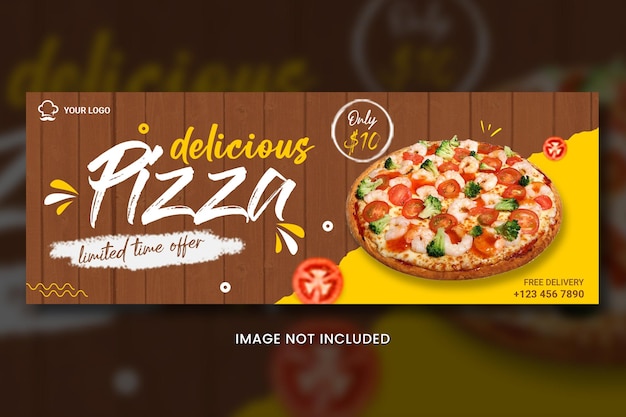 PSD modelo de capa de facebook de pizza de menu de comida