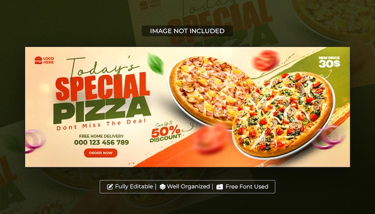 PSD modelo de capa de mídia social de cardápio de comida e restaurante