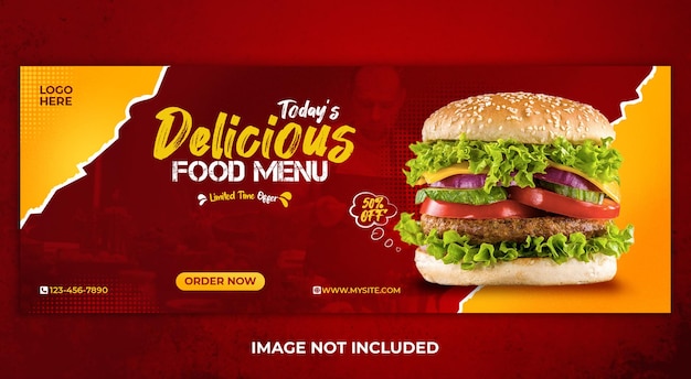 modelo de capa de mídia social de comida deliciosa