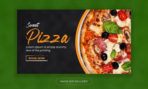 Modelo de capa de miniatura do youtube de pizza de comida deliciosa banner da web do youtube de pizza