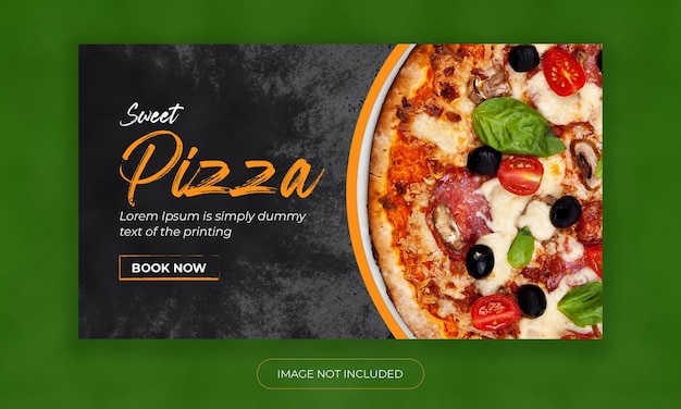 Modelo de capa de miniatura do youtube de pizza de comida deliciosa banner da web do youtube de pizza