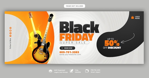 Modelo de capa do facebook de super promoção da black friday