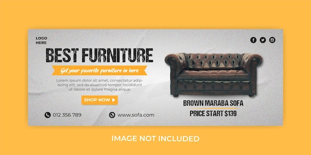 PSD modelo de capa do facebook de venda de móveis de sofá
