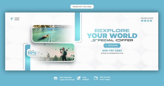 Modelo de capa do Facebook de viagens e turismo