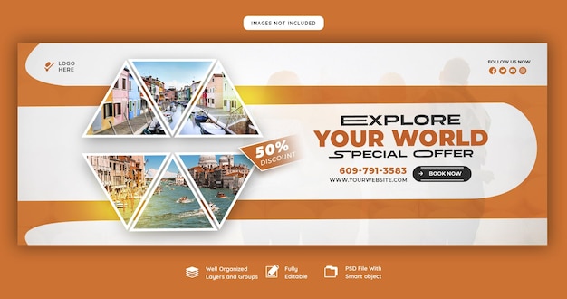 Modelo de capa do Facebook de viagens e turismo