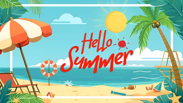 Modelo de capa do Facebook do dia de verão com fundo plano de verão