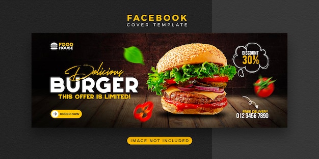 Modelo de capa do facebook do menu de comida deliciosa