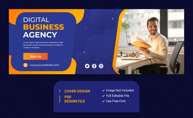 Modelo de capa do Facebook para promoção de marketing de agência de negócios digitais