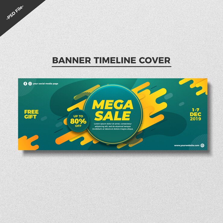PSD modelo de capa do resumo venda banner timeline