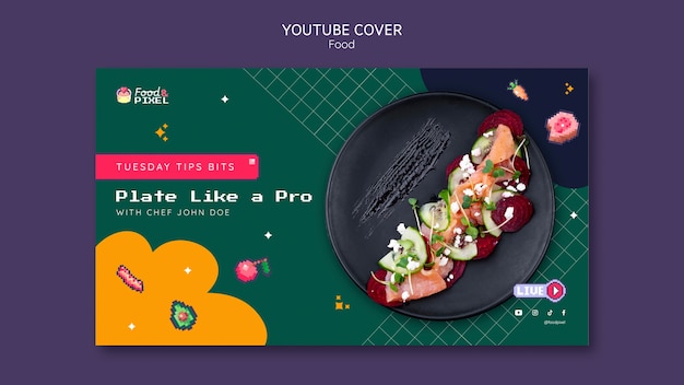 Modelo de capa do youtube de comida deliciosa