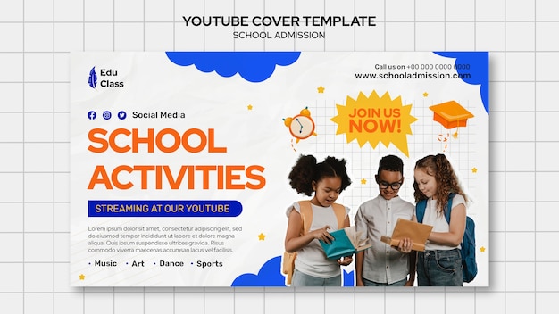 PSD modelo de capa do youtube para admissão escolar