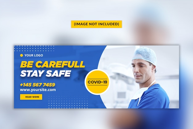 PSD modelo de capa para coronavirus ou convid-19 no facebook