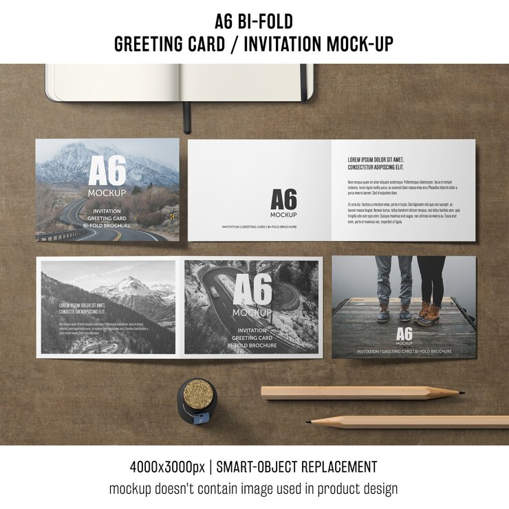 PSD modelo de cartão de convite bi-fold criativo a6